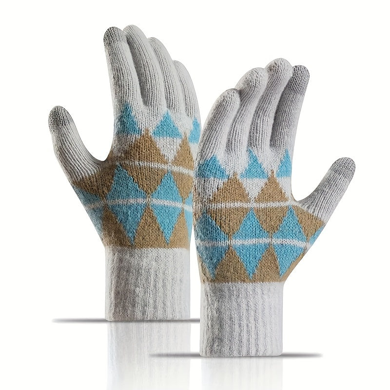 Winter Thickened Warm Plush Gloves Touch Screen Knitted Gloves