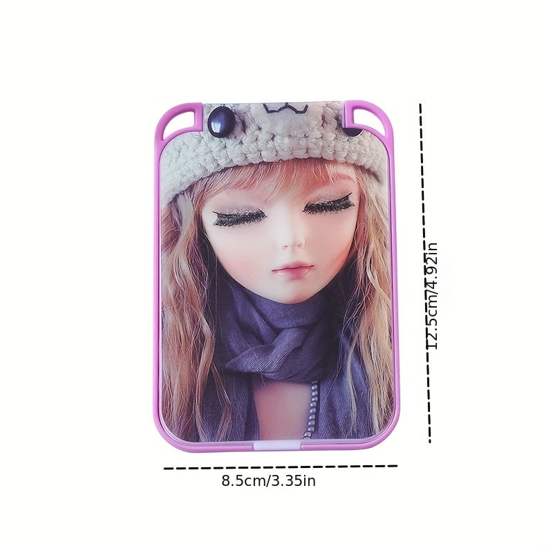 Girl Pattern Makeup Mirror Square Princess Mirror Folding Portable Makeup Mirror
