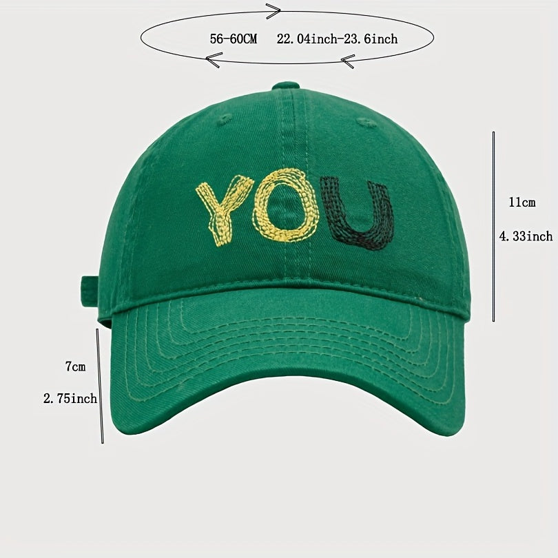 YOU Embroidery Baseball Cap Solid Casual Sun Hat Unisex Adjustable Dad Hats