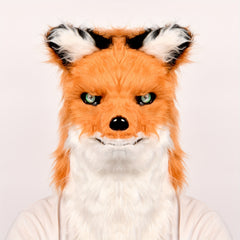 Halloween Fox Mask Headgear Movable Mouth Plush Fox Head Dress Up