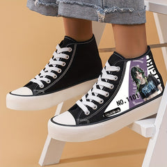 Anime Girl Pattern Canvas Sneakers Lightweight High Top Breathable Shoes