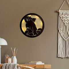 Children's Room LED Wall Clock Lamp Retro Wooden Sign Sticker Hanging Light