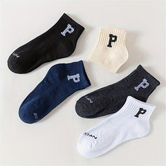 5 Pairs Letter Print Socks Mid Tube Women's Stockings