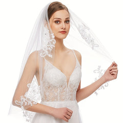 Bridal Veil Short Lace Edge Wedding Hair Accessory