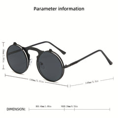 Metal Steampunk Dual Use Sunglasses with Small Round Frame