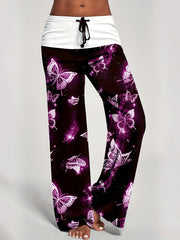 Floral Print Drawstring Wide Leg Pants
