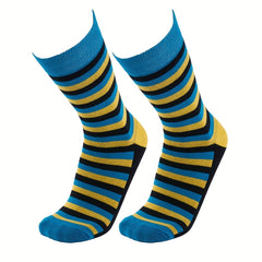 Men's Striped Crew Socks Cotton Blend Comfy Casual Unisex Outdoor Socks