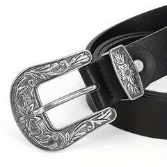 Vintage PU Leather Wide Belt Carved Buckle Plus Size Dress Girdle