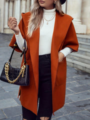 Vintage Hooded Coat with Pockets Women's Outerwear