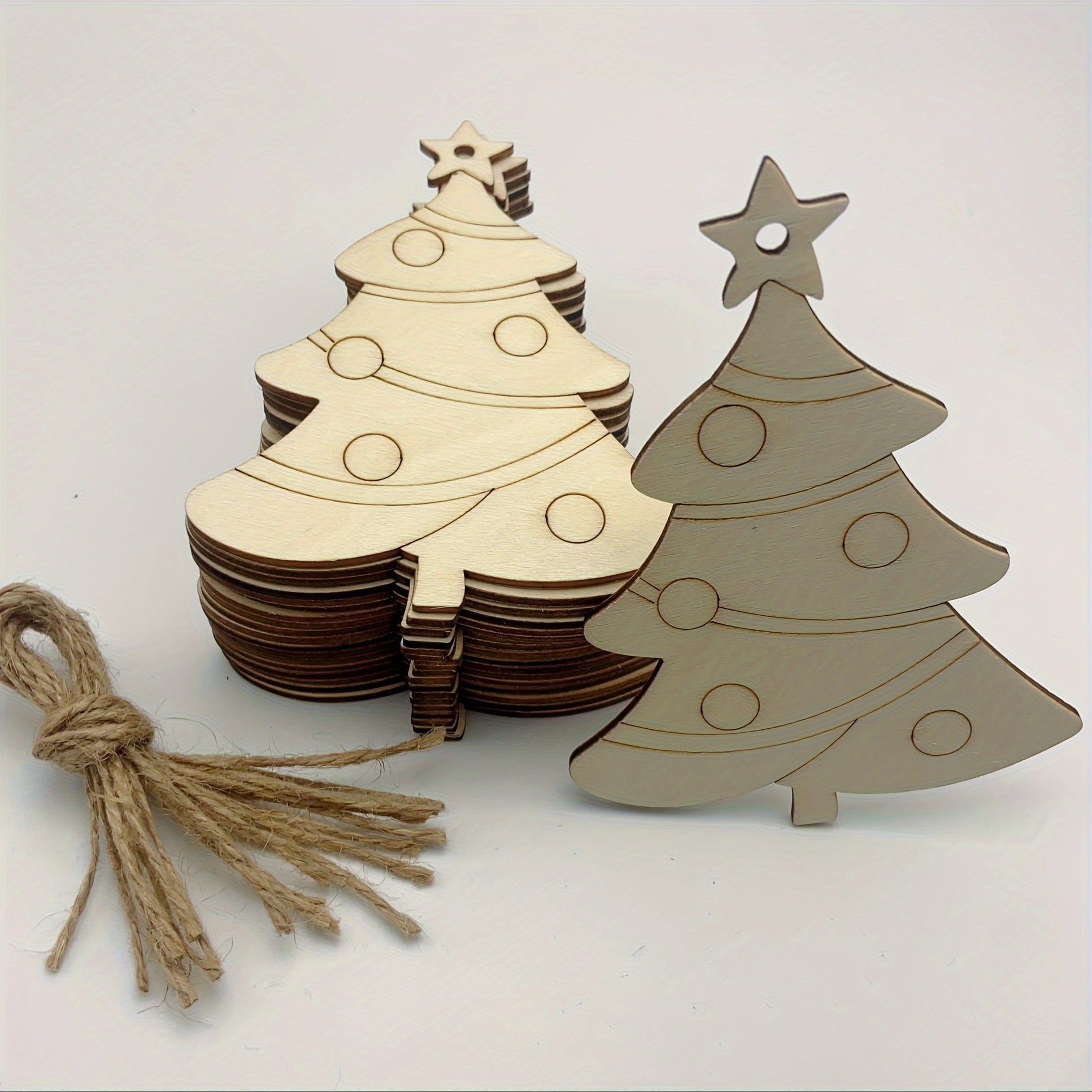 10pcs Christmas Tree Decoration DIY Wood Chips Blank Pendant