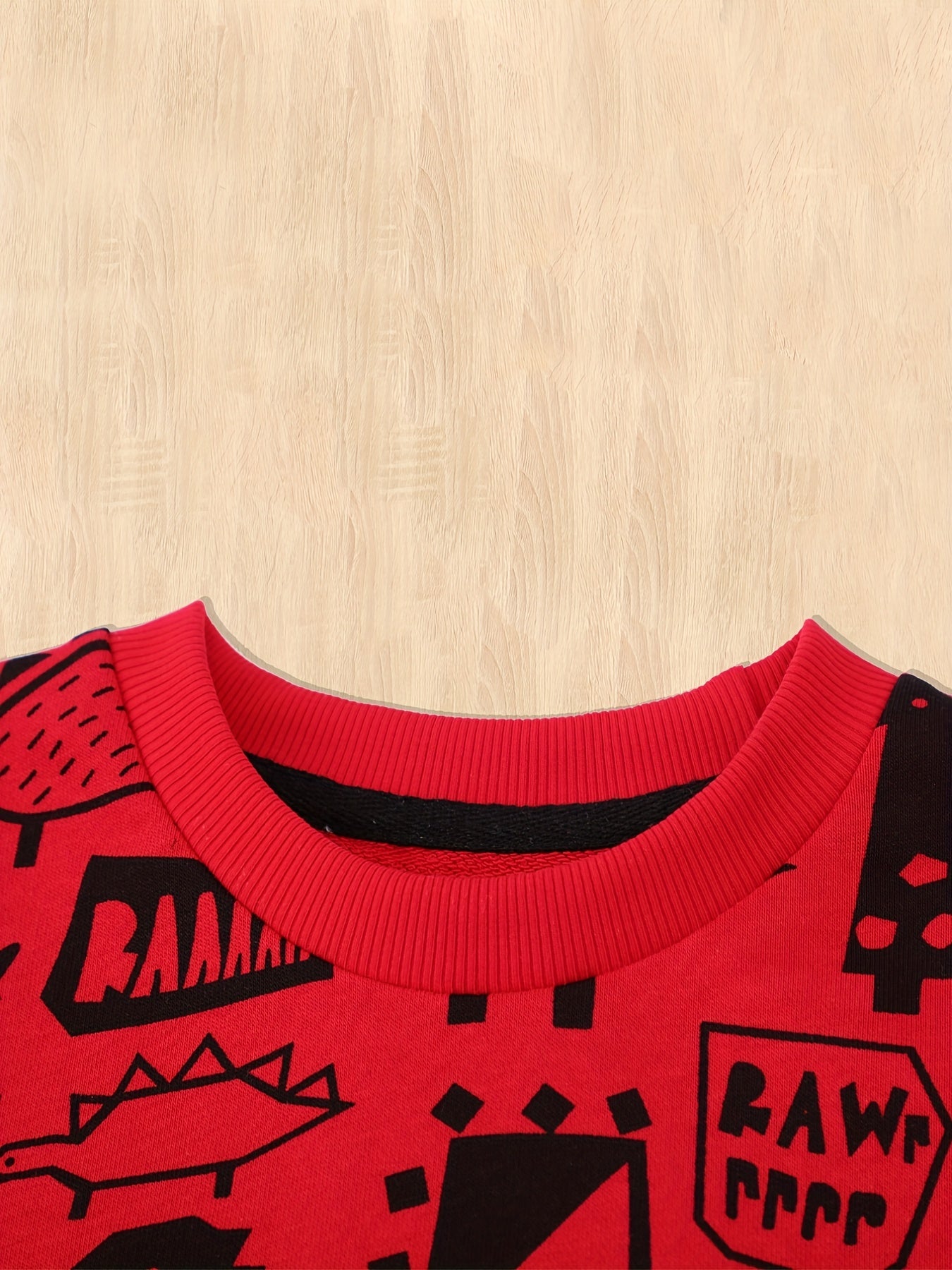 Boy's Dino Pattern Sweatshirt & Sweatpants Set For Spring Fall Winter