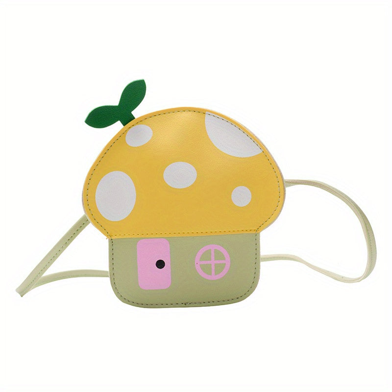 Cartoon PU Mushroom Coin Purse Wallet Crossbody Bag for Kids