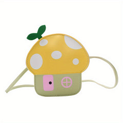 Cartoon PU Mushroom Coin Purse Wallet Crossbody Bag for Kids