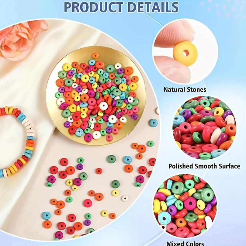 6MM Turquoise Stone Spacer Beads Flat Round DIY Turquoise Beads