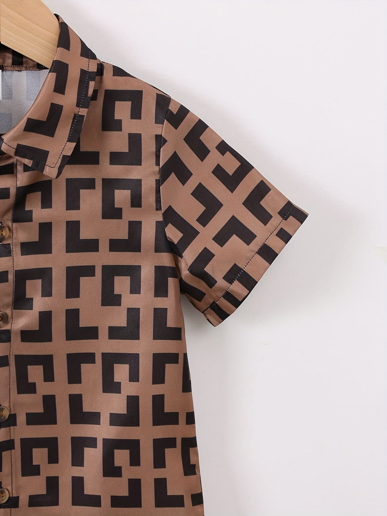 Boys Geometric Pattern Shirt & Shorts Set for Summer
