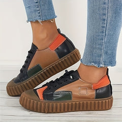 Women's Vintage Stitching Lace Up Non Slip Flat Shoes