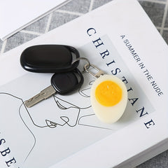 Boiled Egg Keychain Funny Food Pendant for Backpacks and Bags