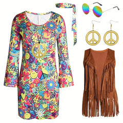 Hippie Printed Costume for Halloween Disco Party
