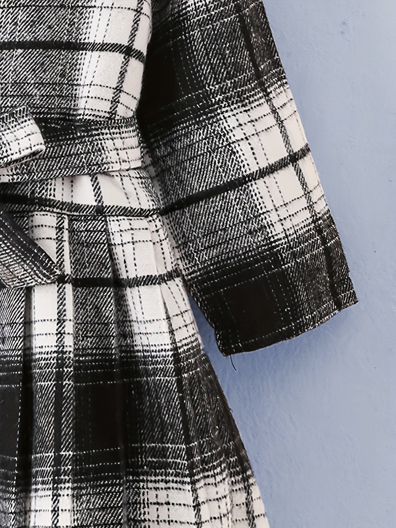 Girls Fleece Collar Plaid Style Open Front Dress