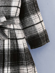 Girls Fleece Collar Plaid Style Open Front Dress