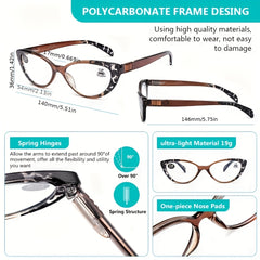 Cat Eye Reading Glasses Women Light Blocking Readers Spring Hinge Anti Glare UV