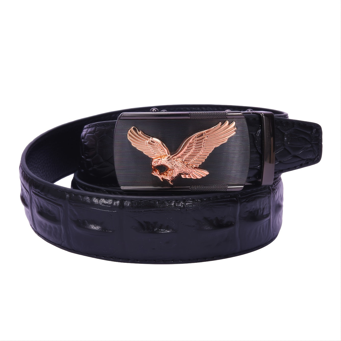 Men's Business Leather Belt with Eagle Embossed Buckle