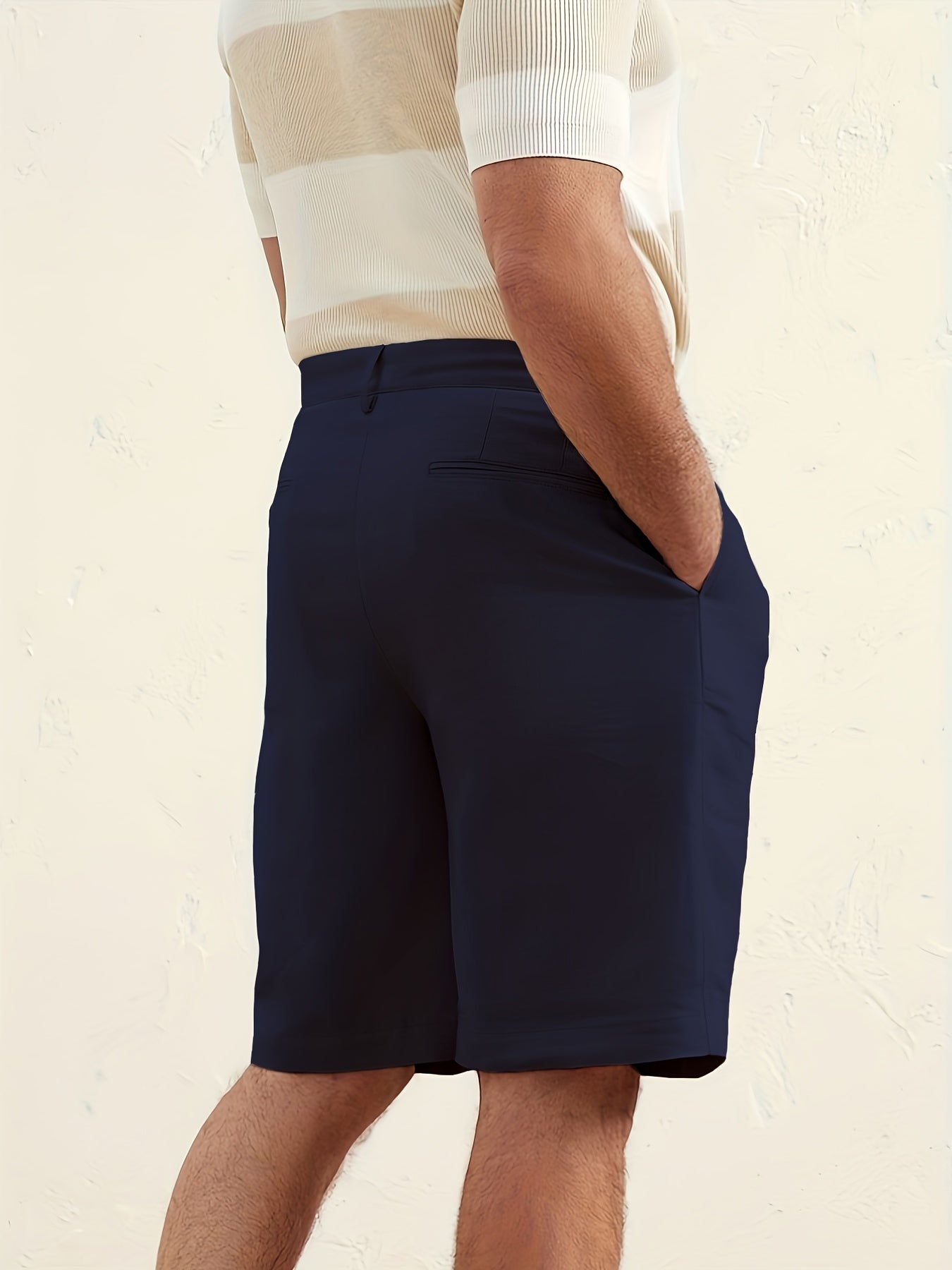Solid Cotton Classic Dress Shorts Men's Formal Summer Business Wedding Party