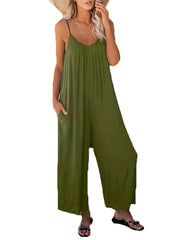 Solid Wide Leg Cami Jumpsuit