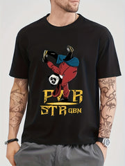 Cotton Anime Panda Print Men's Graphic Crew Neck T shirt Casual Comfy Tee