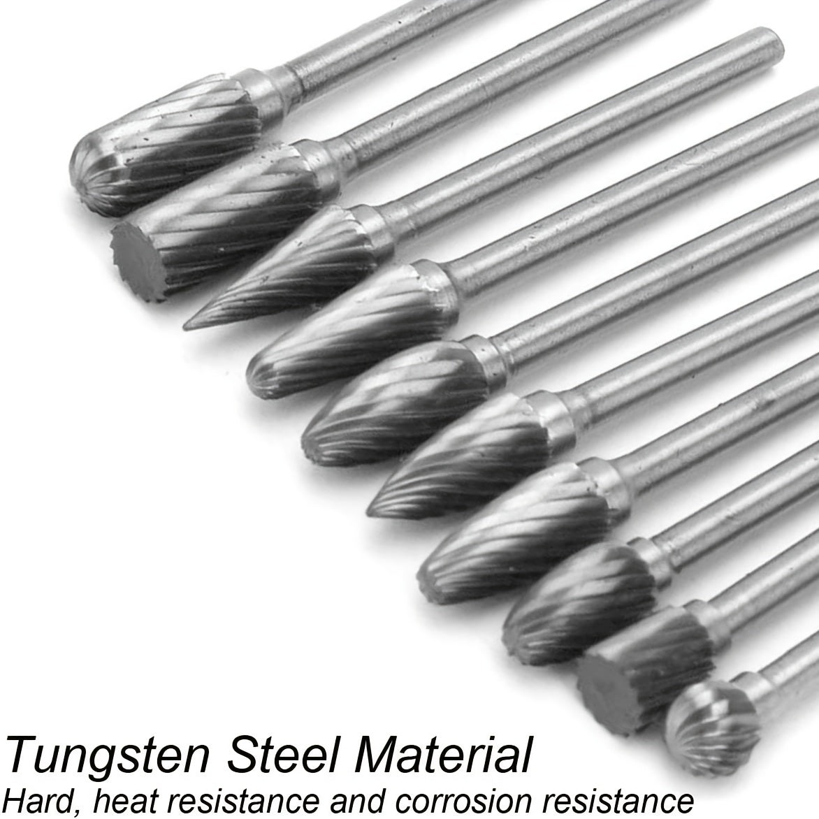 10PCs Tungsten Carbide Burr Set 1 8 Shank Diamond Files Rotary Tool