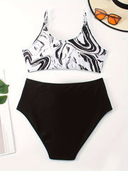 Boho Bikini Set Lace Bra & Ruched Panty Swim
