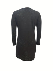Vintage Collarless Knitted Cardigan Women's Clothing