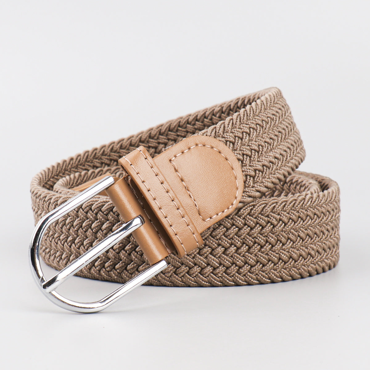 Men's Stretch Woven Braid Belt Canvas Elastic Fabric Woven Stretch Multicolored