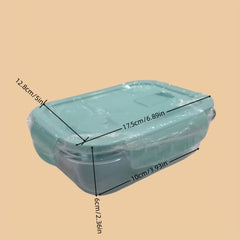 680ml Glass Fresh-keeping Bowl w/ Lid Microwave Heating Lunch Box Divided Bento