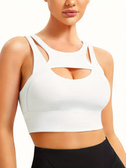 Women's Push Up Sports Bra Yoga Workout Crop Top Halter Cutout Tank