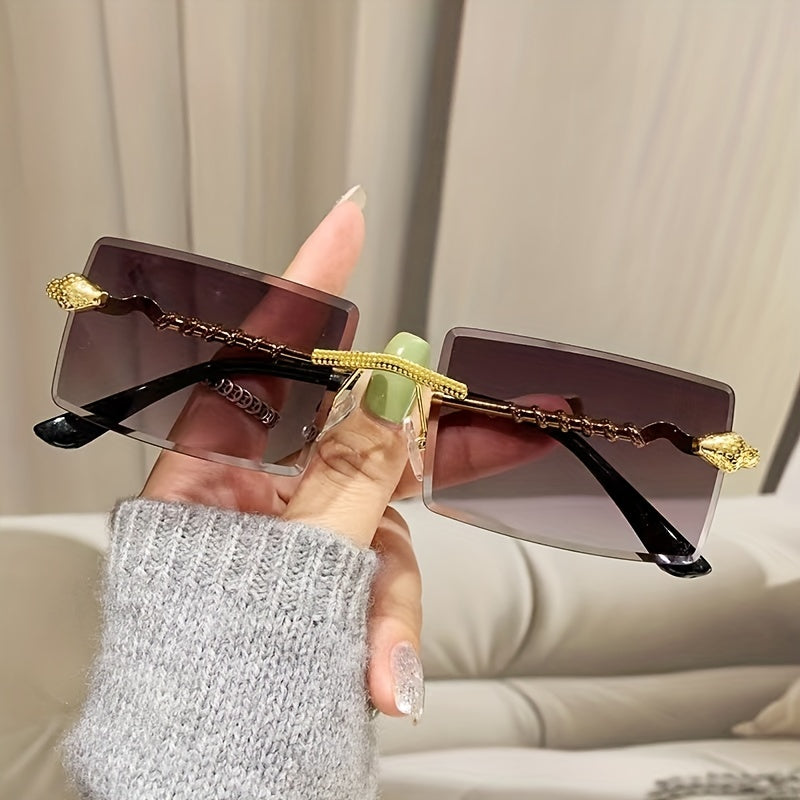 Girl's Snake Rimless Sunglasses Street Photography Sunglasses