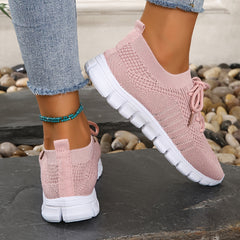 Mesh Breathable Woven Shoes Lace Up Walking Shoes