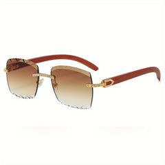 Men's Rimless Small Rectangle Sunglasses for Summer Outdoor Activities