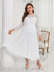 Lace Round Neck Maxi Bridesmaid Dress
