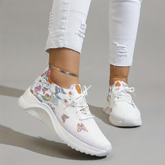 Women's Breathable Flying Woven Sneakers Comfortable Low Top Lace Up Shoes