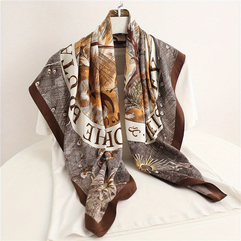 Boho Print Bandana Vintage Square Scarf Silk Shawl Classic Head Wraps For Women