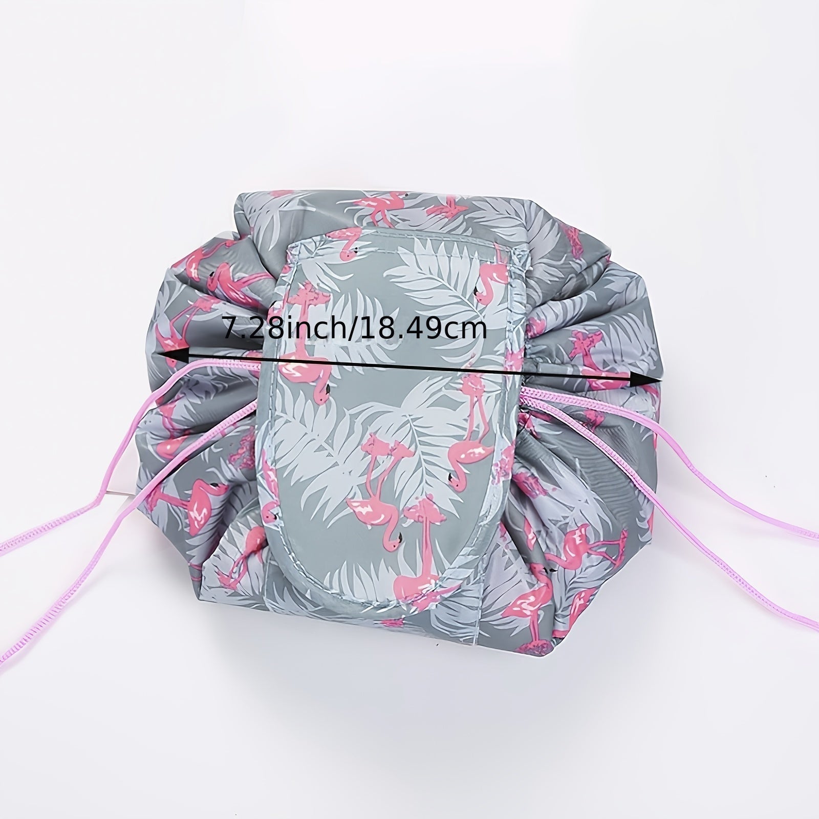 Drawstring Makeup Bag Flamingo Waterproof Travel Cosmetic Pouch
