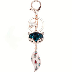 Sparkling Fox Keychain Rhinestone Animal Key Ring Purse Bag Backpack Car Key Cha