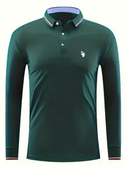 Ghost Basketball Print Men's Casual Long Sleeve Polo Shirt