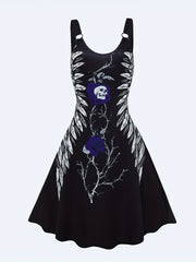 Skull Print Backless Dress Casual Sleeveless Women's Clothing