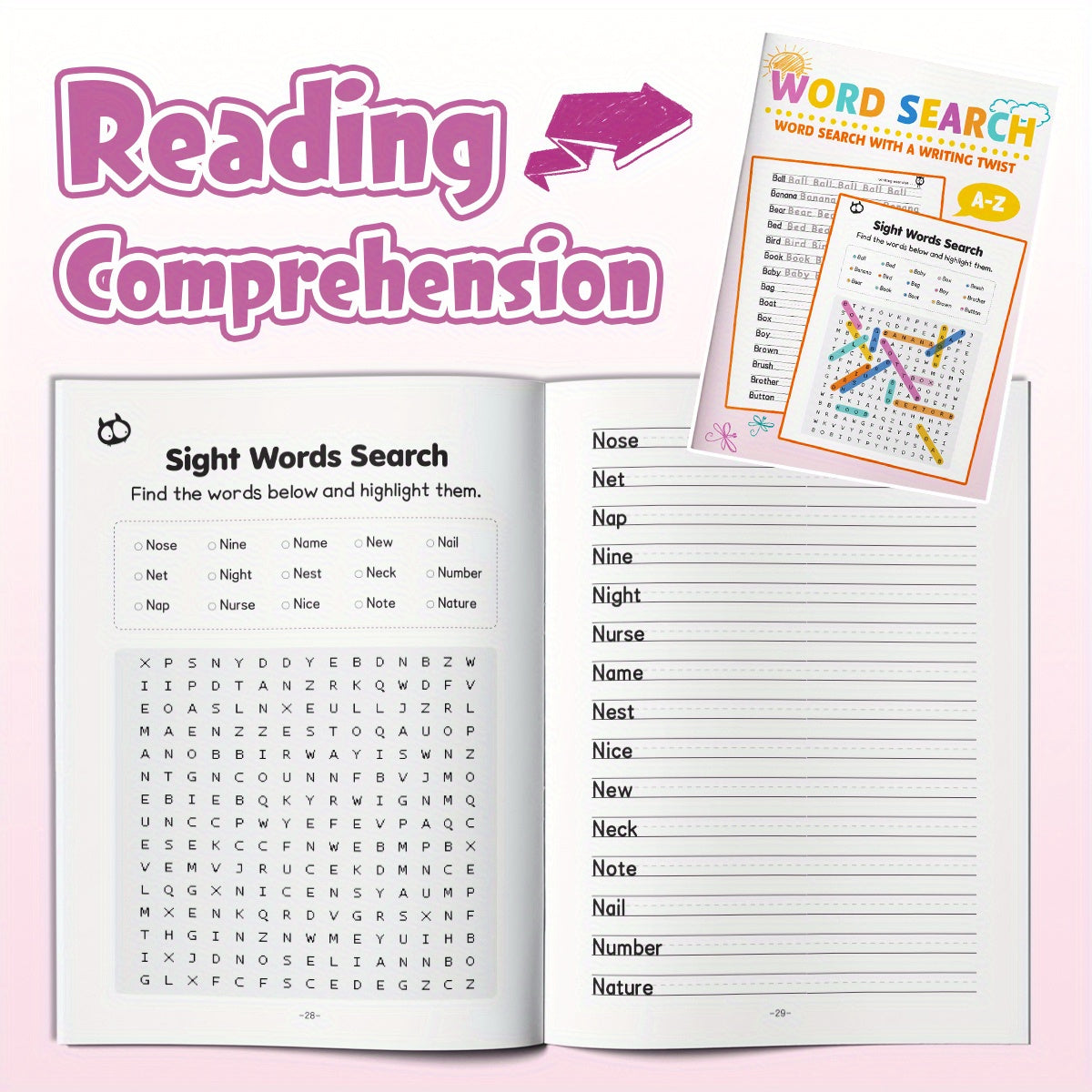 Interactive Word Puzzle Book for Kids Ages 6-12 Boost Vocabulary & Focus Skills