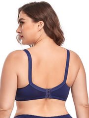 Contrast Lace Floral Print Sheer Underwire Bra Plus Size Full Coverage Bralette