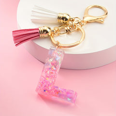 Initial Letter Keychain Resin English Letter Key Chain Pendant With Tassel