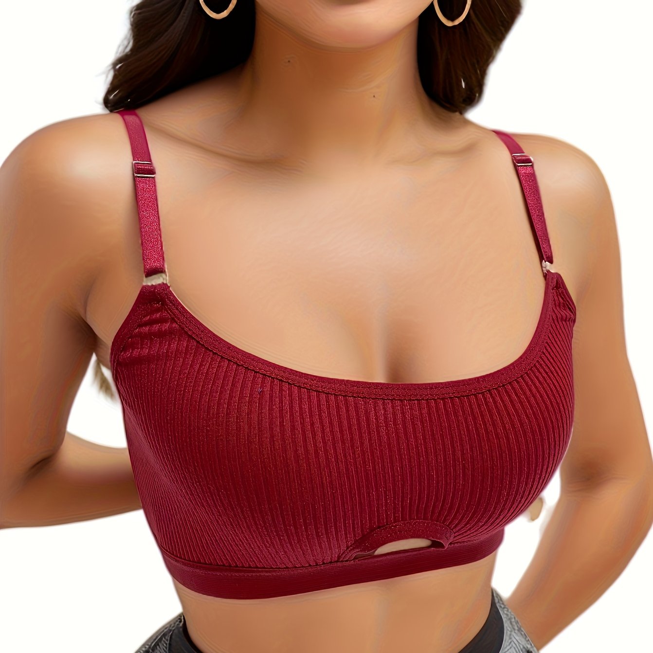 Ribbed Bra & Panties Set Seamless Wireless Lingerie Women's Underwear