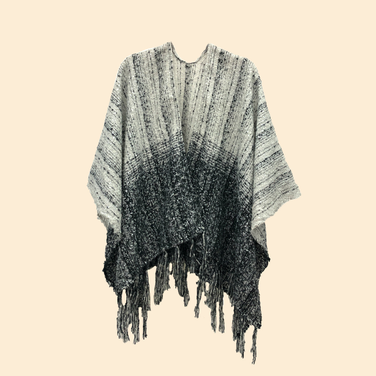 Gradient Shawl Wrap Tassel Poncho Cape Cardigan Sweater